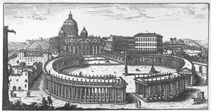 Berninis opprinnelige plan for Petersplassen, Roma